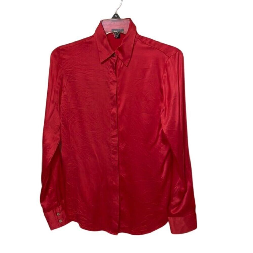 Ann Taylor Hot Pink Silk Button-Up Blouse Womens Size 4